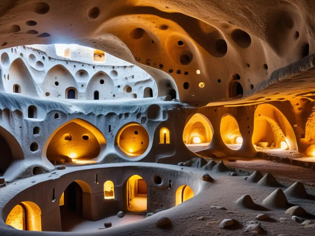 Alojamientos subterráneos en la antigua ciudad de Derinkuyu, Cappadocia