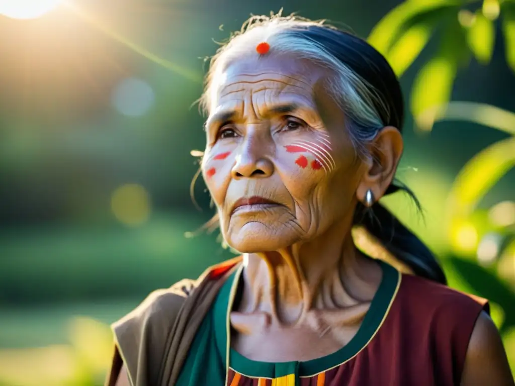 Una anciana indígena, firme y resiliente, mira al horizonte