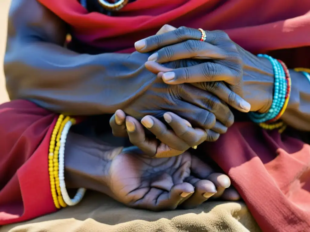 Un anciano Masai teje cuentas con significado espiritual, transmitiendo la riqueza cultural de su tribu