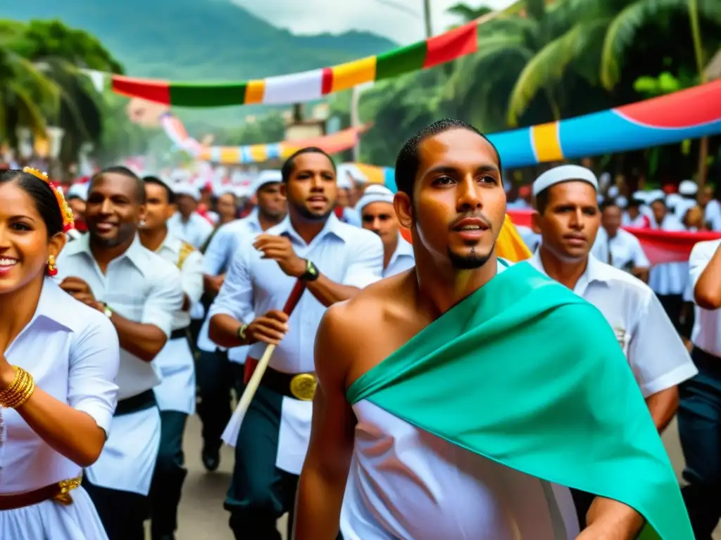 Una animada procesión callejera durante la Fiesta de la Virgen de la Altagracia en República Dominicana