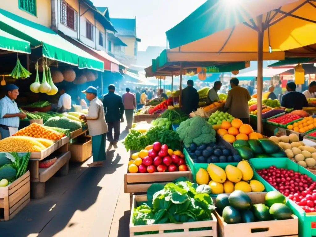 Una animada feria local llena de colores y tradiciones milenarias superalimentos mesa moderna