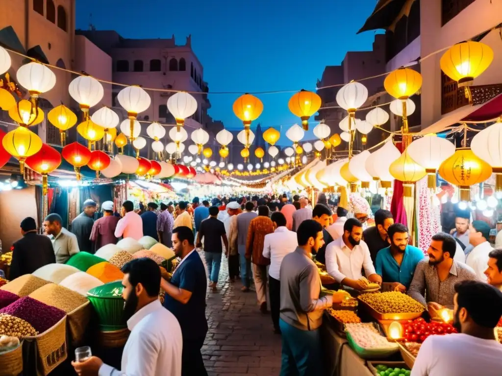 Un animado mercado nocturno durante el Ramadán en el Medio Oriente