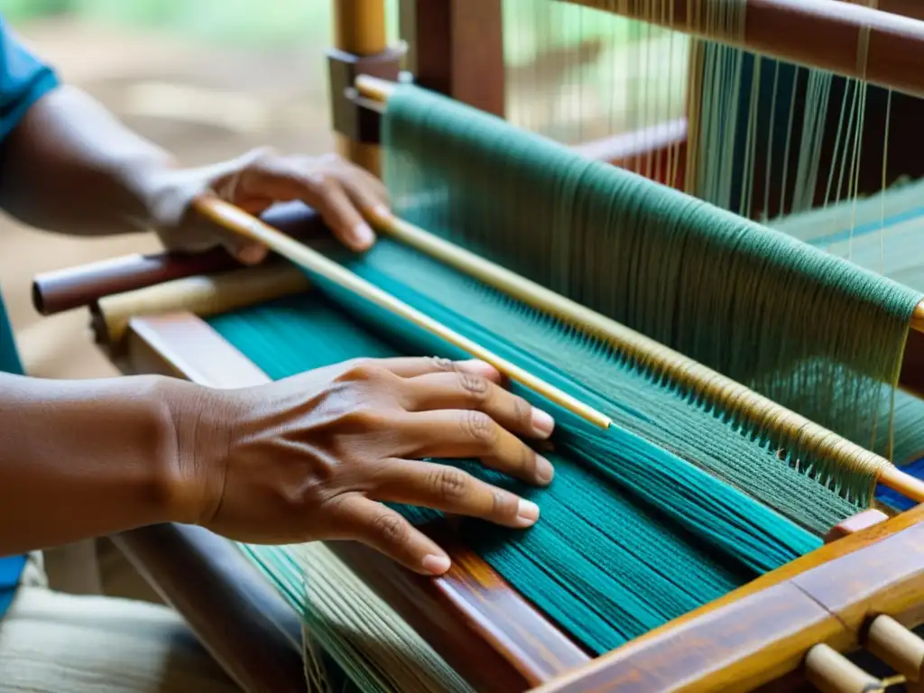 Una artesana filipina teje con habilidad los tejidos abacá, reflejando la rica tradición cultural de Filipinas