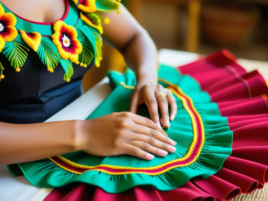 Artesanas panameñas confeccionando una pollera tradicional, mostrando la historia y evolución de esta prenda icónica en Panamá