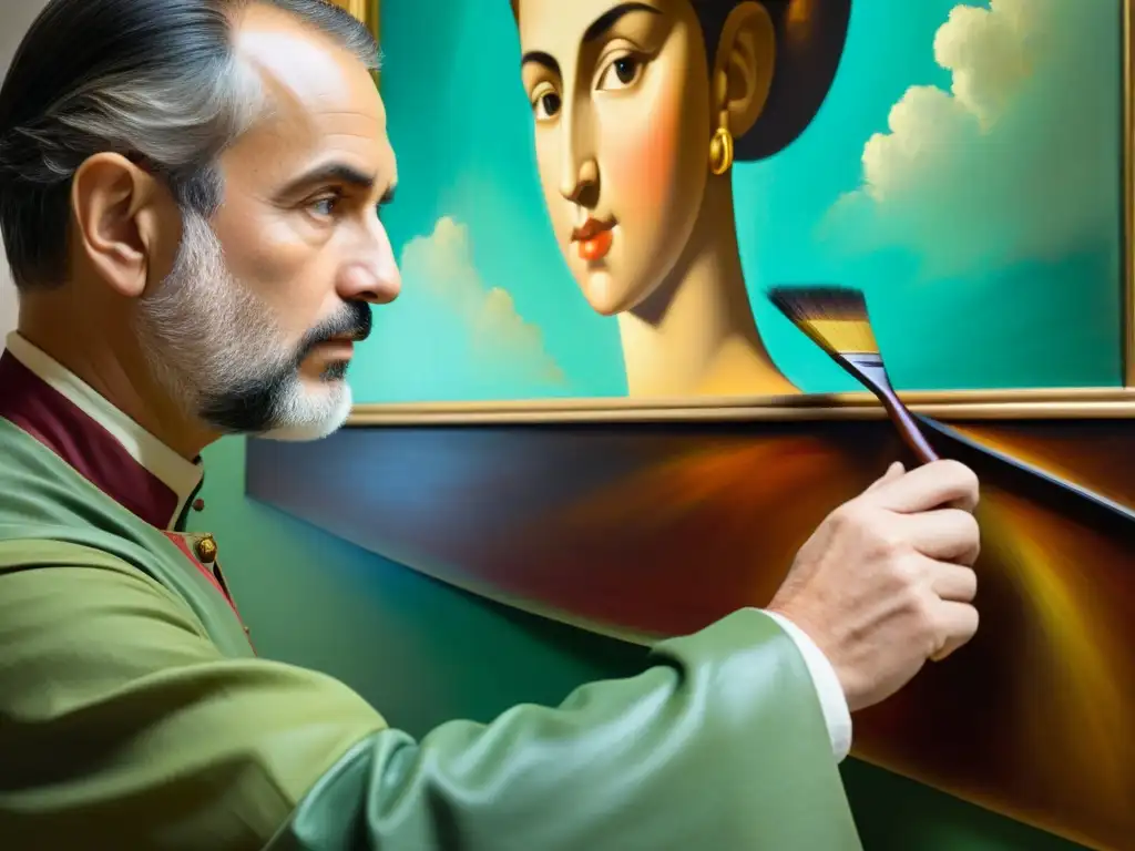 Un artesano restaura con delicadeza una pintura centenaria, destacando las técnicas de preservación en esta emotiva escena