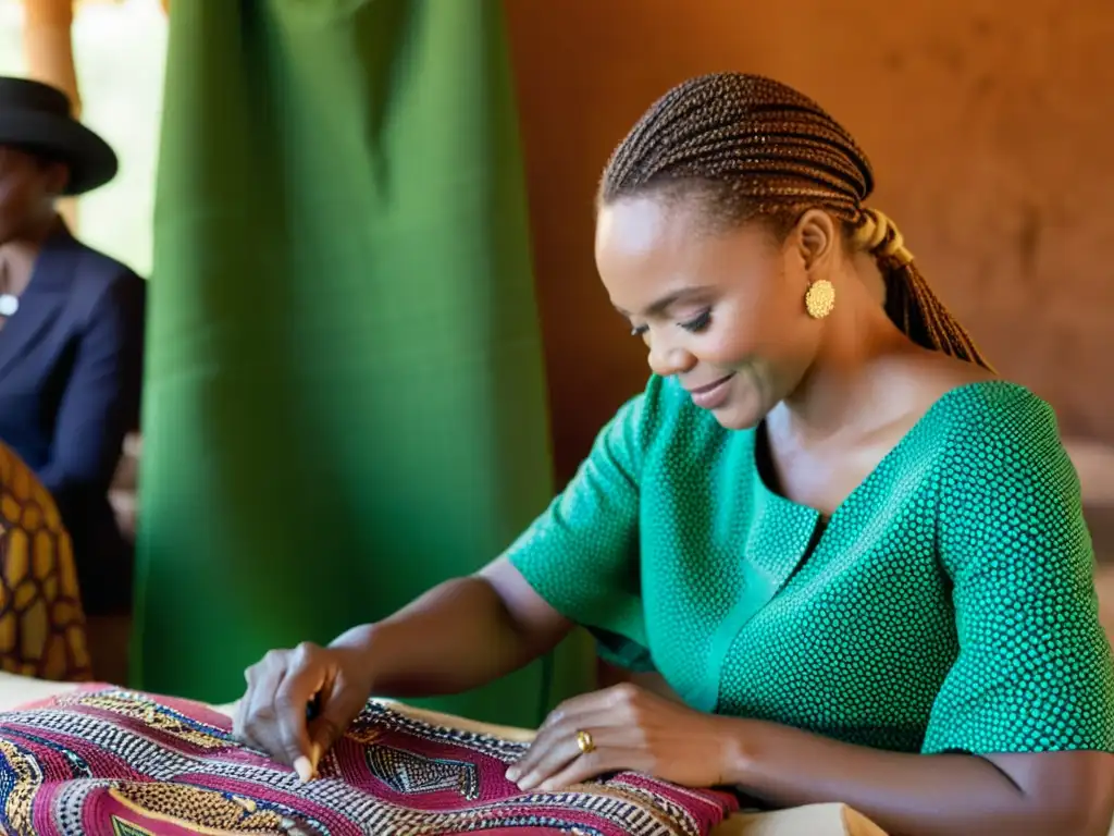 Stella McCartney colabora con artesanos africanos, inspeccionando tejidos en una atmósfera de respeto y autenticidad