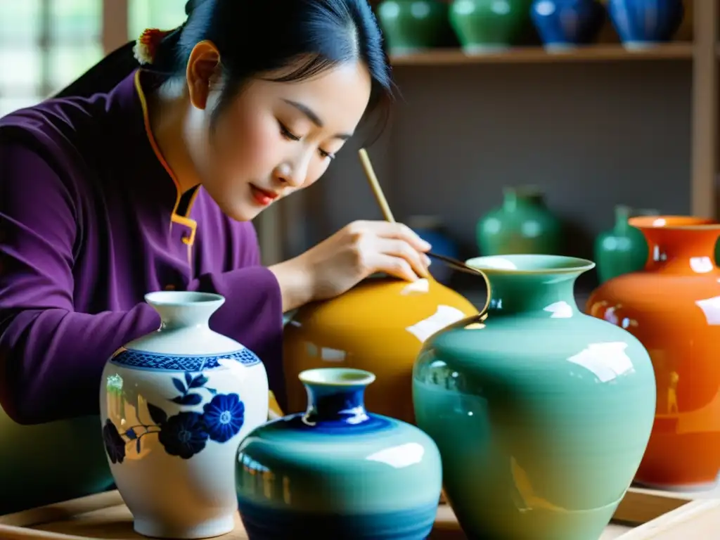 Artesanos chinos crean delicadas vasijas de porcelana, resaltando las tradiciones y palacios imperiales de China