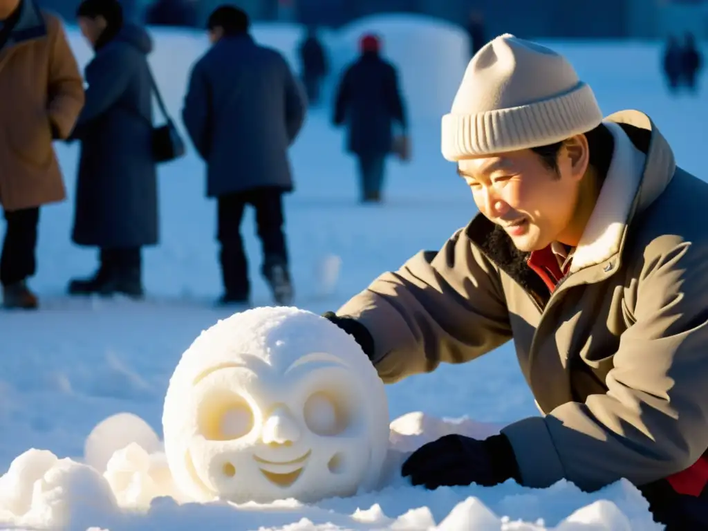 Artesanos esculpen detalladas esculturas de nieve en el Festival Yuki Matsuri Tokamachi, mostrando destreza y tradición japonesa