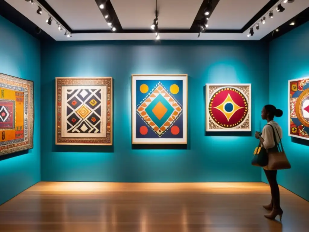 Vibrante galería de arte étnico y moderno Artistas jóvenes reinventan arte étnico en bulliciosa galería de arte contemporáneo, fusionando tradición y modernidad con pasión creativa