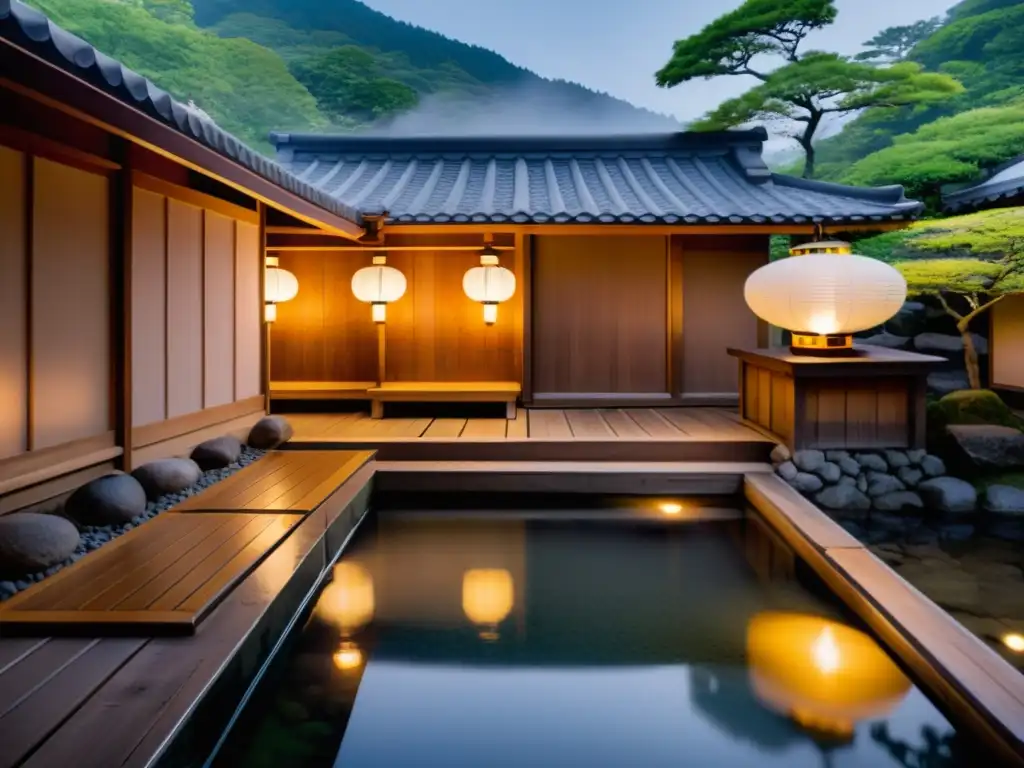 Un baño público japonés con arquitectura tradicional, tranquilidad y significado espiritual