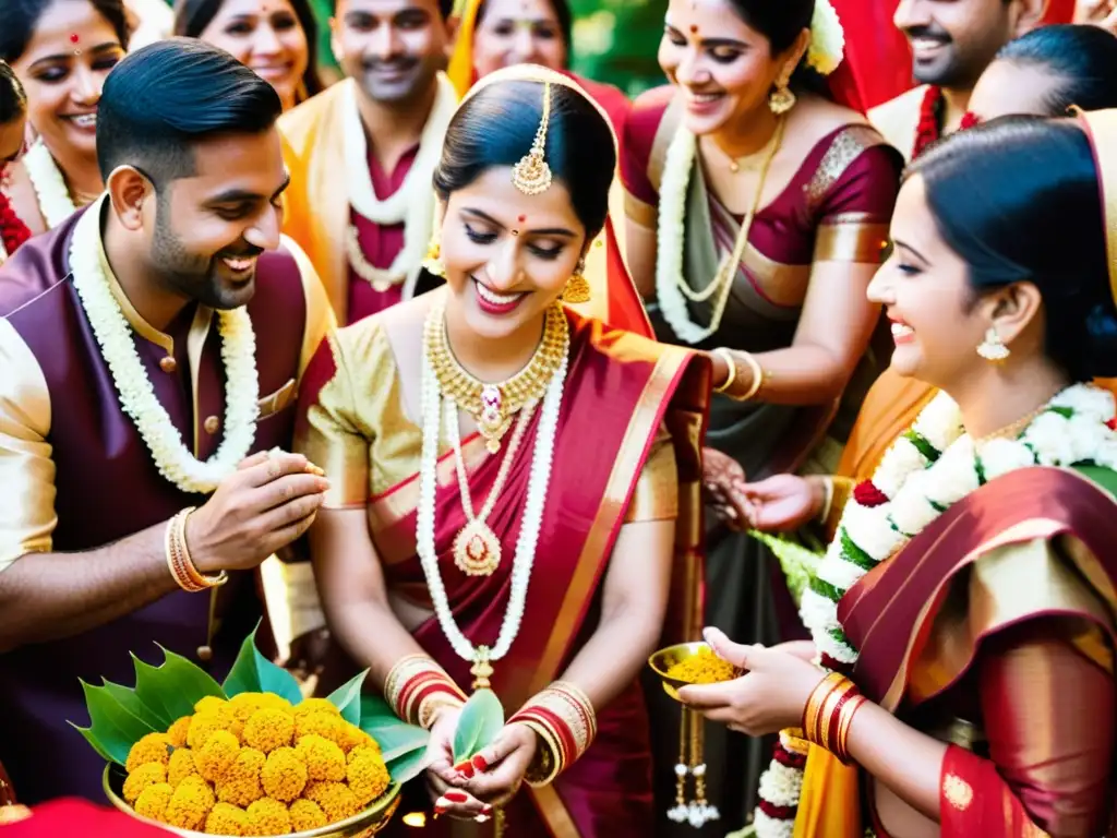 Boda tradicional india con Adoración del Tulsi historia amor, rituales coloridos, música y alegría