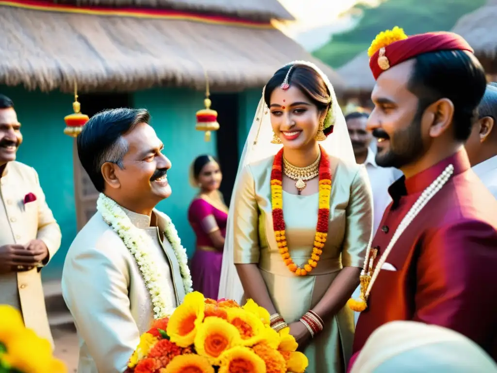 Boda tradicional en un pueblo: Amalgama de costumbres en ceremonias de matrimonio con vestimenta colorida, flores vibrantes y rituales ancestrales