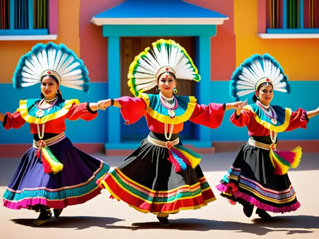 Captura documental de la celebración cultural Oaxaca Guelaguetza: bailarines folclóricos con trajes vibrantes y arquitectura colonial festiva