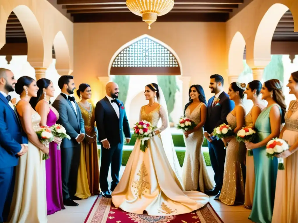 Una ceremonia de bodas tradicional en Medio Oriente, con una atmósfera mágica y vibrante