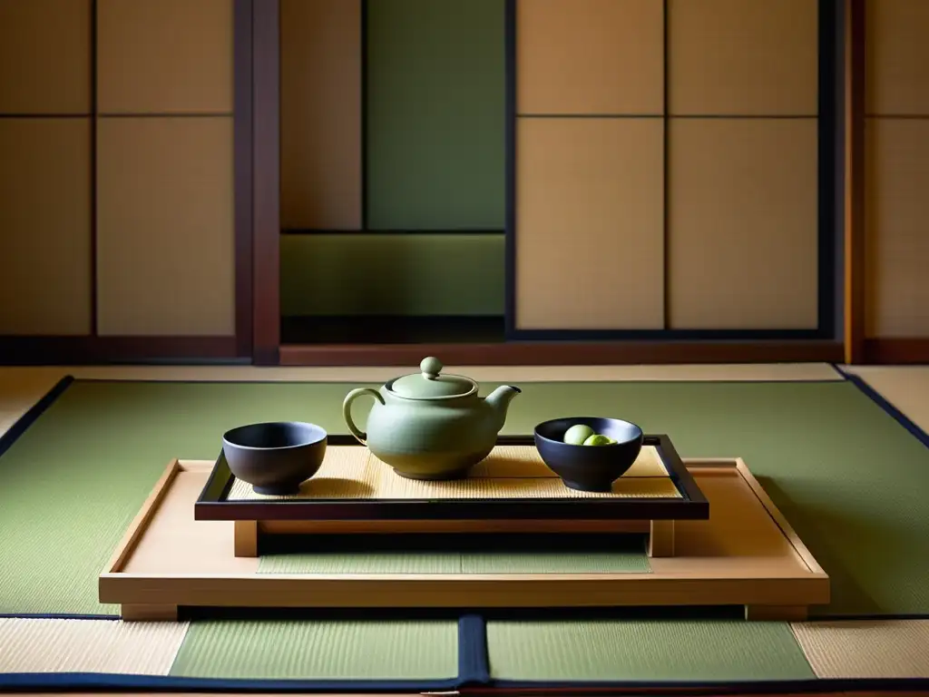 Una ceremonia del té japonesa captura la serenidad y precisión de la preparación ritual del matcha y wagashi en una hermosa habitación de tatami