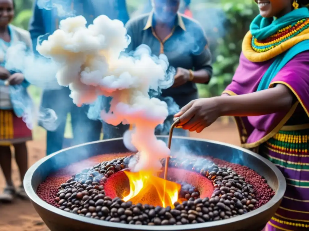 Una ceremonia tradicional del café en Etiopía, con gran impacto cultural global del café