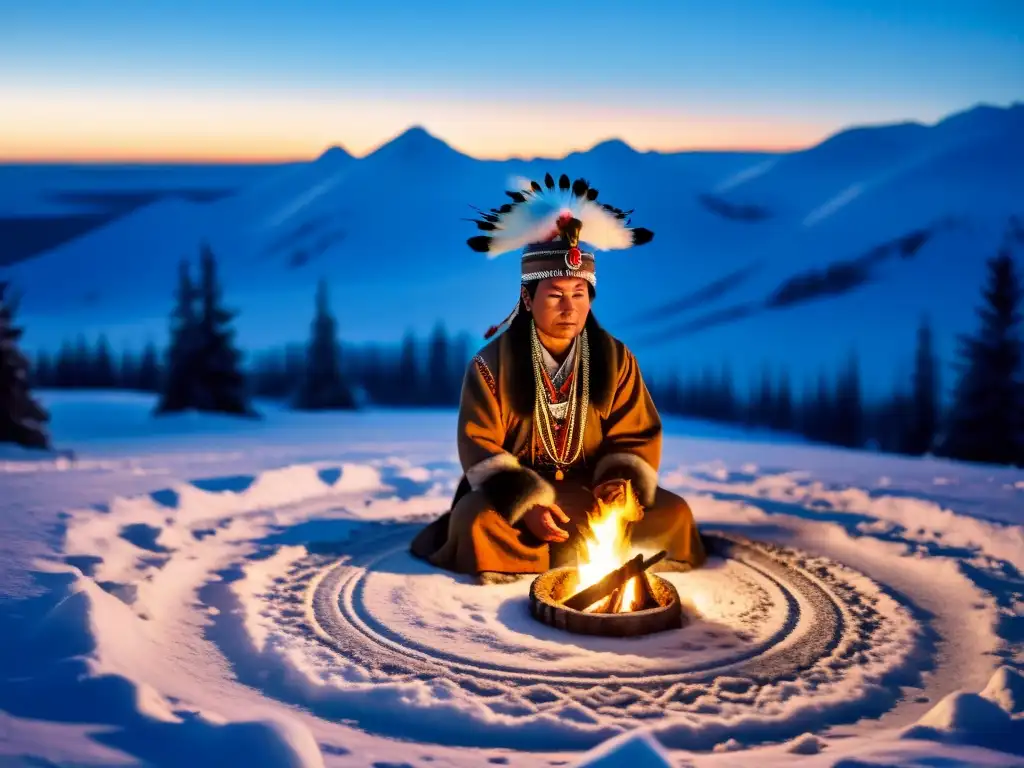 Un chamán realiza un ritual en la vasta y nevada Siberia