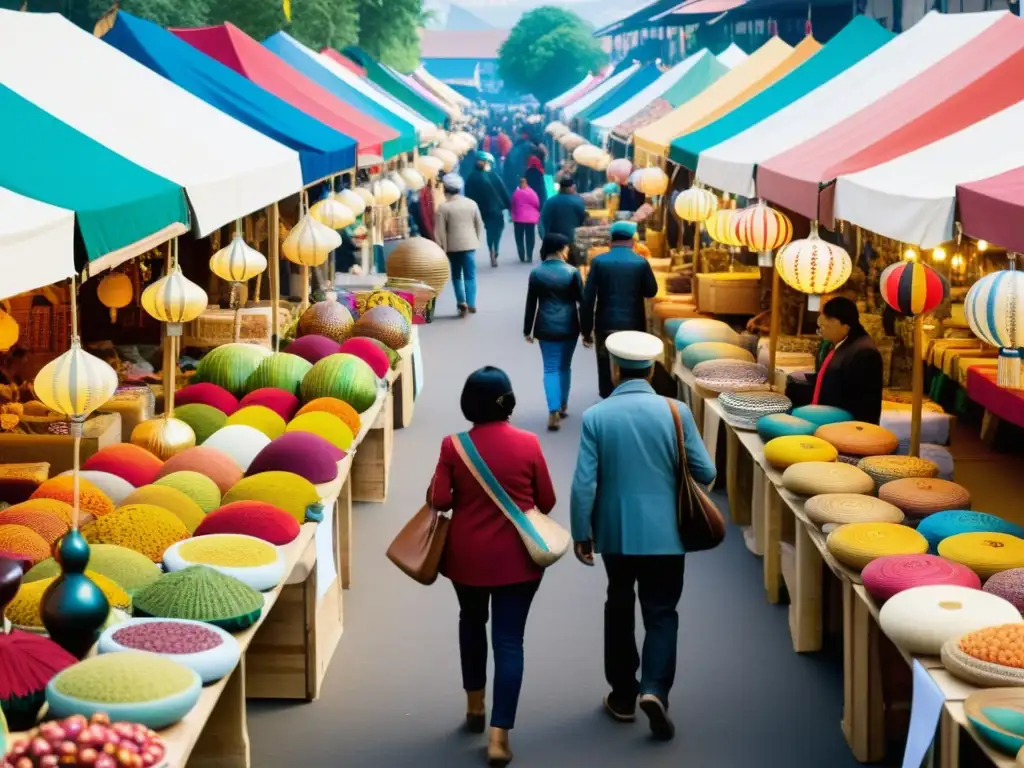 Una colorida feria artesanal con productos tradicionales de todo el mundo