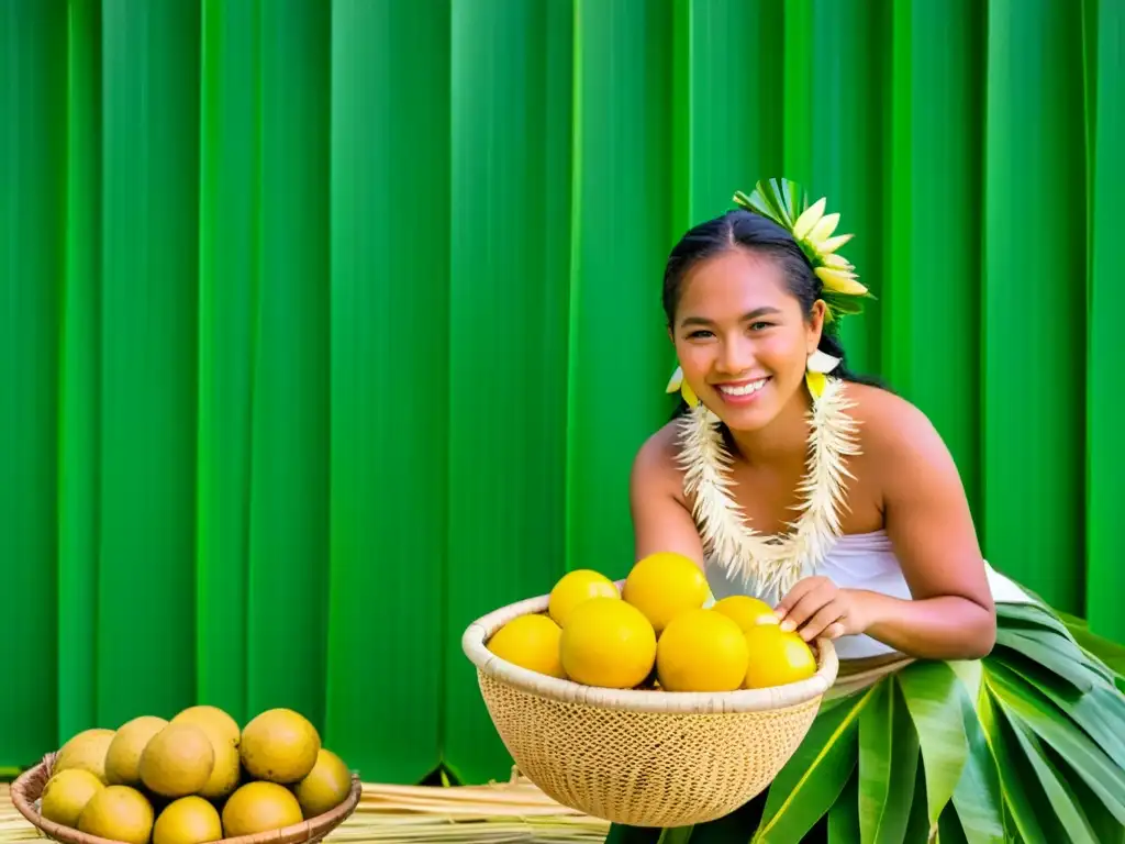 Colorida Fiesta de la Cosecha de Breadfruit Micronesia, celebración tradicional con danzas, tambores y recolección de frutos