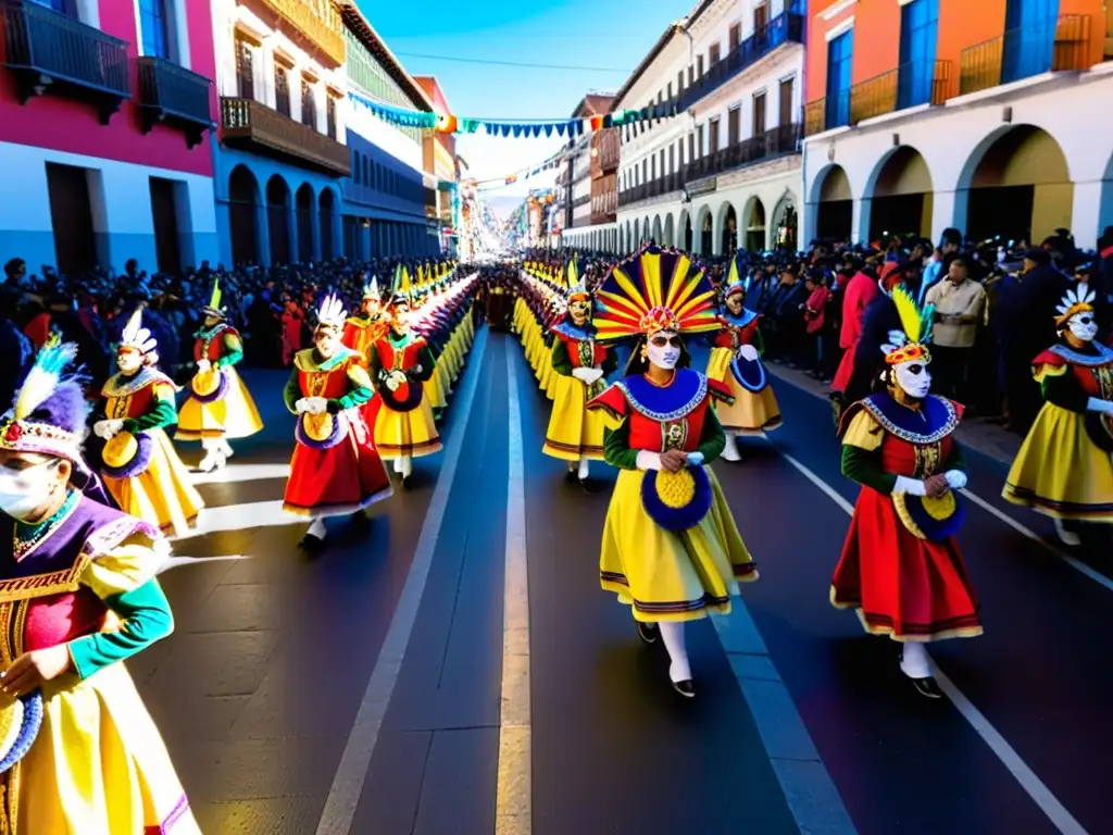 Colorida Fiesta del Gran Poder La Paz con danzas, máscaras y alegría en las calles soleadas