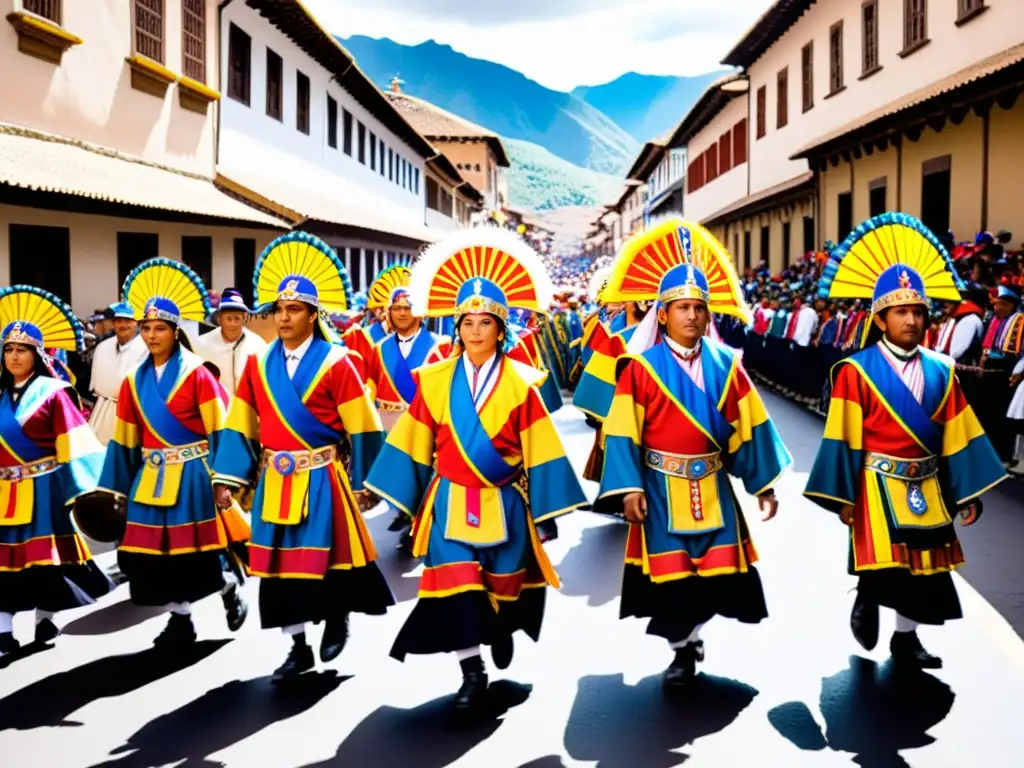 Colorida Fiesta del Inti Raymi en Cusco: deslumbrantes trajes tradicionales y música andina en las antiguas calles de Cusco