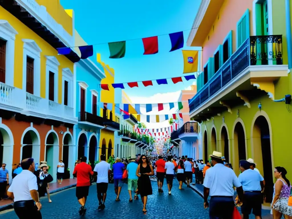 Colorido desfile en las Fiestas de la Calle San Sebastián en Puerto Rico, con música, baile y alegría en las calles históricas