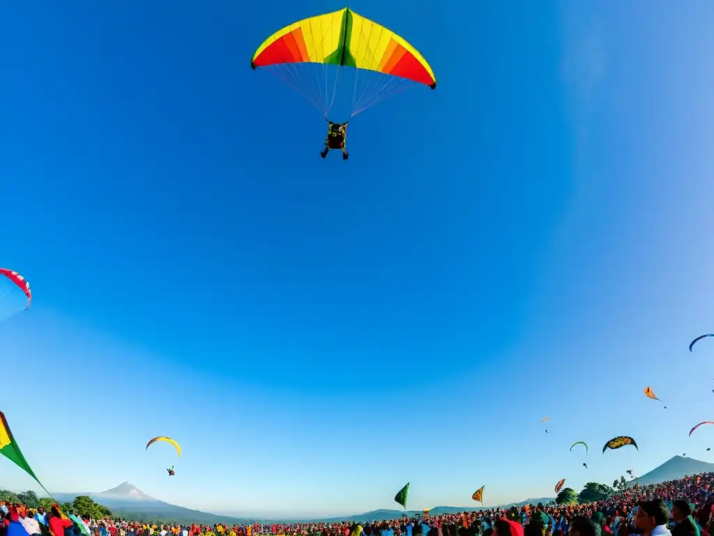 Competencia de barriletes en los cielos de Guatemala durante el Festival de Barriletes Gigantes, con coloridos diseños y energía festiva