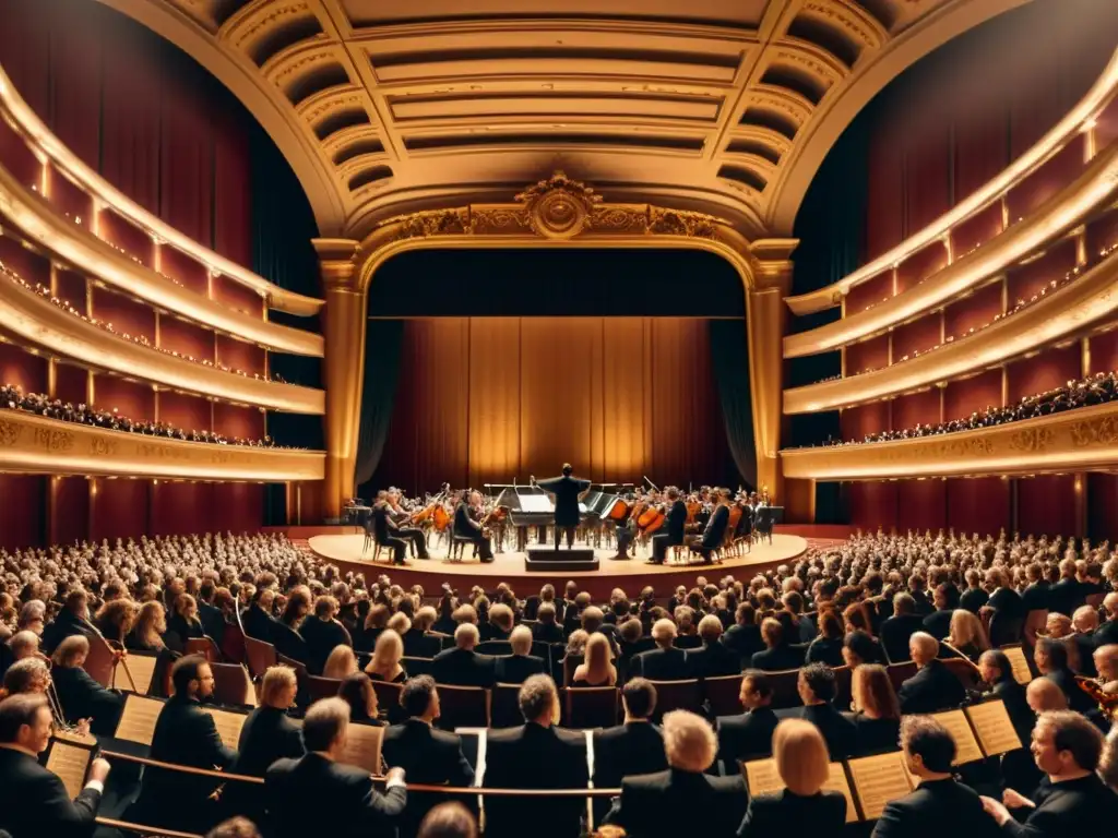 Concierto de música clásica en majestuoso teatro europeo, explorando la belleza atemporal de la música clásica en ciudades europeas