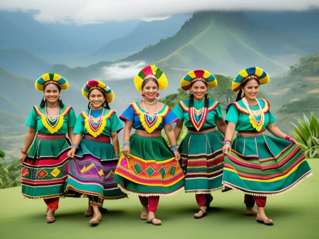 Danza ancestral del Baile de la Conquista en Guatemala, muestra resistencia y orgullo cultural en vibrante vestimenta y paisaje montañoso