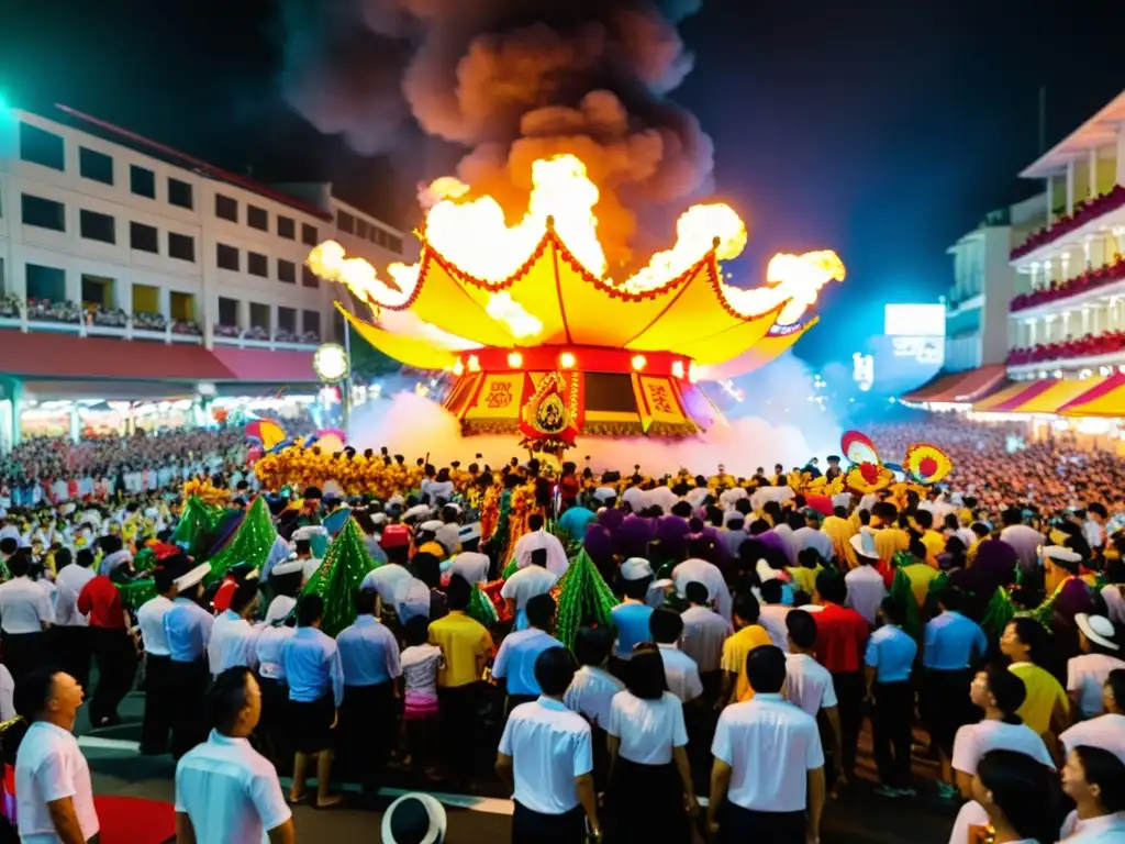 Desfile vibrante durante la Fiesta del Fuego en Singapur: colores, tradición y energía cultural