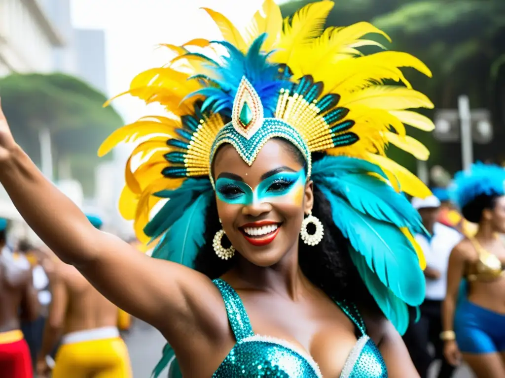 Deslumbrante Carnaval de Río color pasión Brasil: gente bailando samba, carrozas y energía vibrante