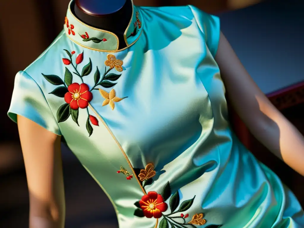Detallada confección de un Cheongsam tradicional, mostrando su significado y evolución en la artesanía