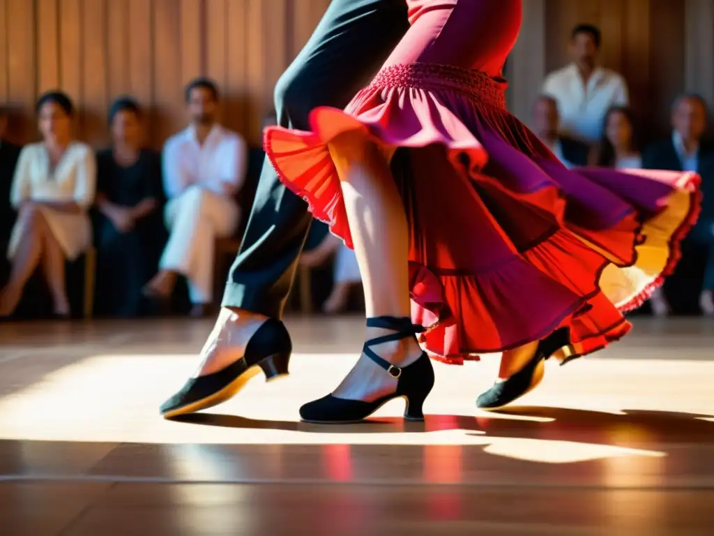 Detalle emocionante de baile flamenco y pasión cultural del flamenco en Andalucía