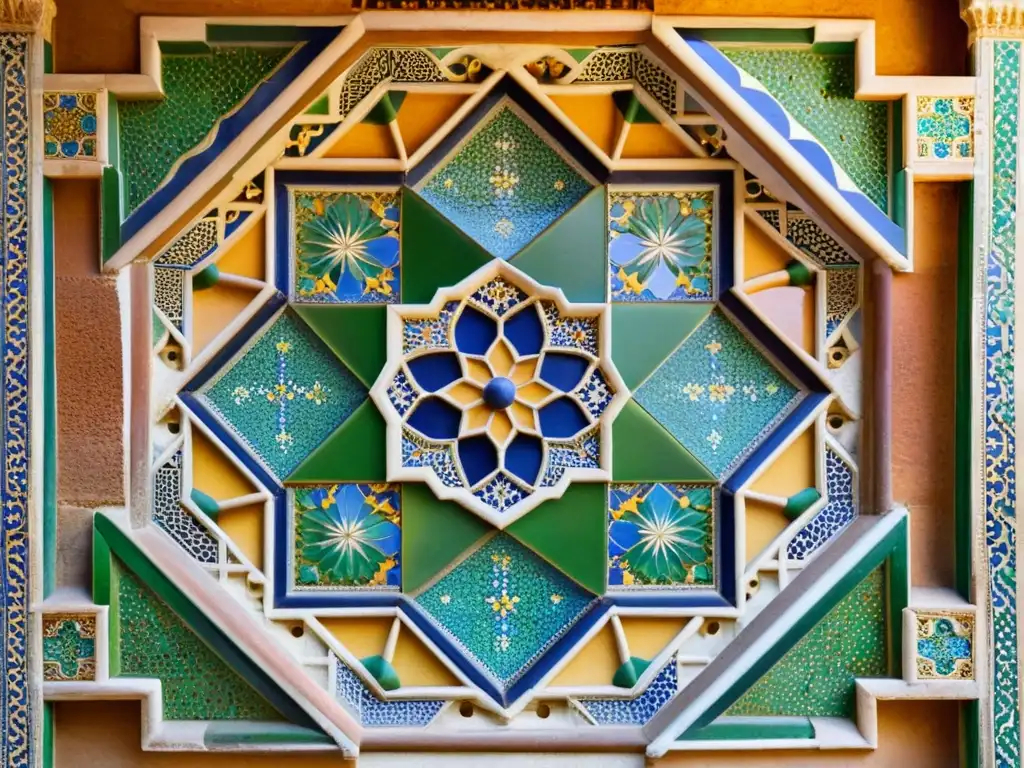 Detalle de mosaico en el Palacio de la Alhambra en Granada, España, reflejando el Arte islámico en la diplomacia