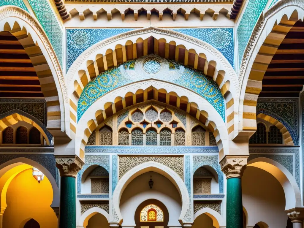 Detalle de mosaicos y arcos en la Gran Mezquita de Córdoba, Maravillas del Mundo Islámico arquitectura alma