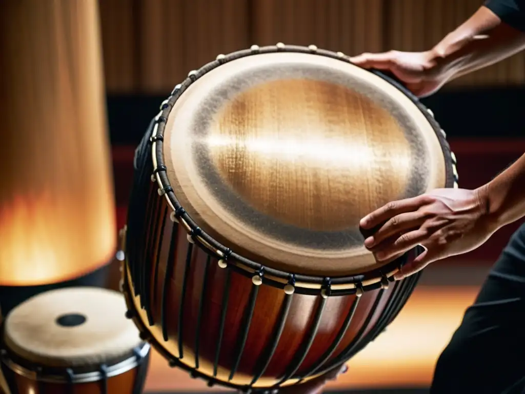 Detalle de un Taiko contemporáneo en Japón, muestra la tradición con un toque moderno en una imagen cautivadora