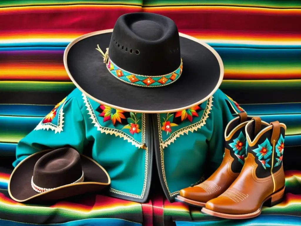 Detalle del traje de charro mexicano, resaltando la influencia mexicana en moda occidental