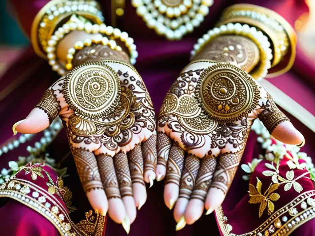 Detalles de henna en manos de novia, rituales nupciales únicos bodas musulmanas