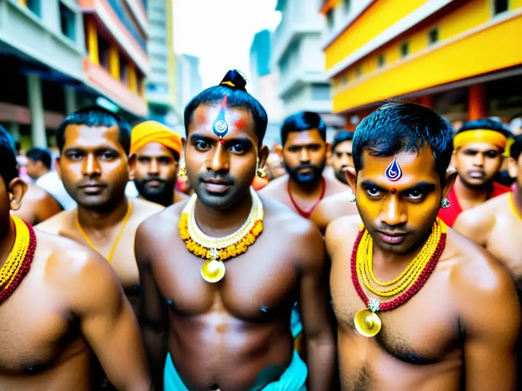 Devotos en el festival Thaipusam, con piercings y Kavadis, en un intenso ritual espiritual