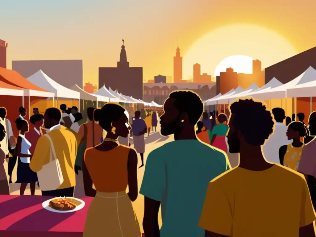 Apasionados cineastas africanos en festival de cine Directores de cine africano francófono destacados se reúnen en festival, compartiendo pasión e innovación en vibrante escena urbana al atardecer