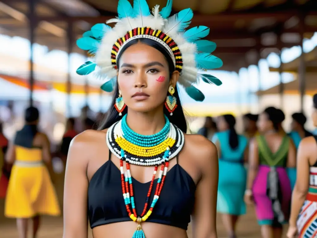 Diseñadores y artesanos indígenas exhiben moda adaptada siglo XXI en vibrante mercado, con colores y patrones llamativos