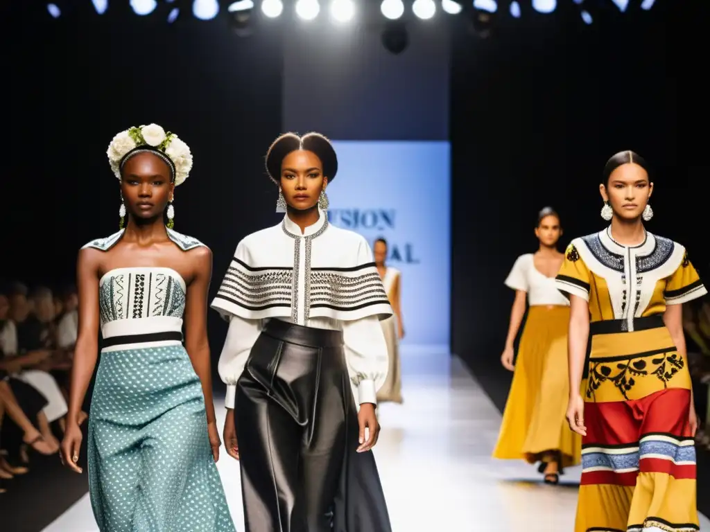 Diseñadores reinterpretan trajes típicos en desfile de moda global, fusionando tradición e innovación con gracia y confianza