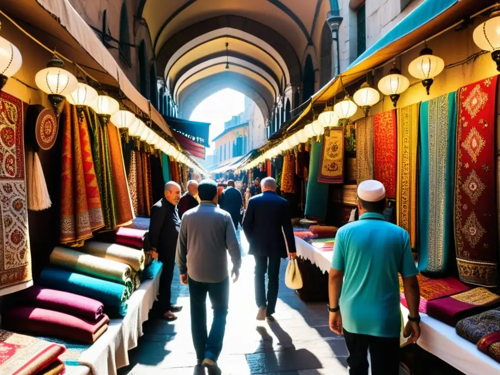 Escena vibrante en el Gran Bazar de Estambul, con moda étnica en mercados icónicos