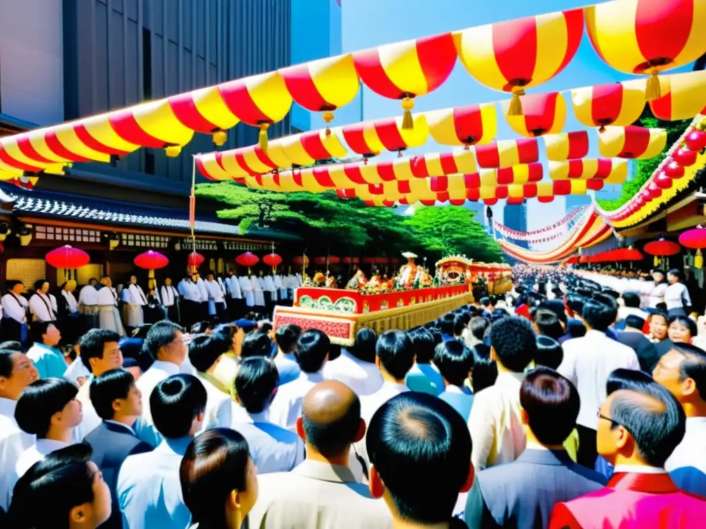 Espectacular desfile de carros alegóricos y participantes vestidos con atuendos tradicionales en el vibrante Festival Kanda Matsuri Tokio