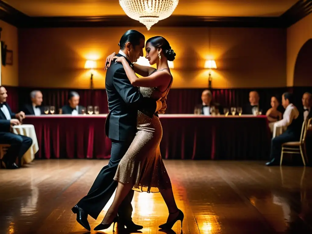 Una evocadora imagen de la historia del tango en Buenos Aires, con apasionados bailarines expresando la rica tradición y emoción del baile