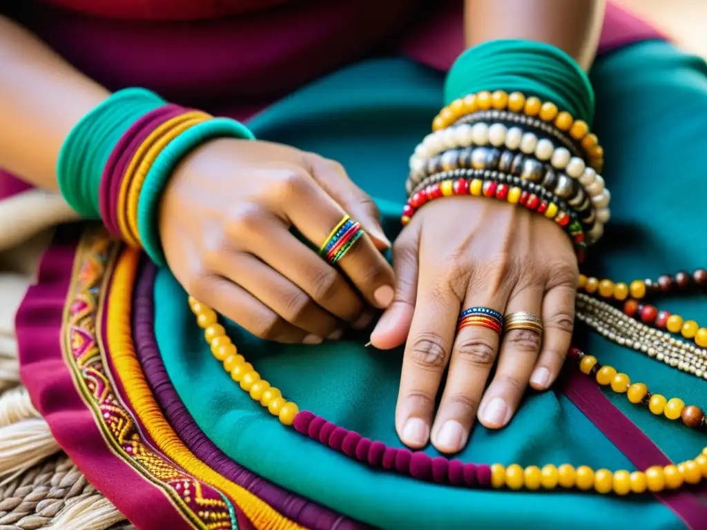 Un experto artesano borda patrones en un textil tradicional, destacando la autenticidad y arte de los mercados de moda étnica