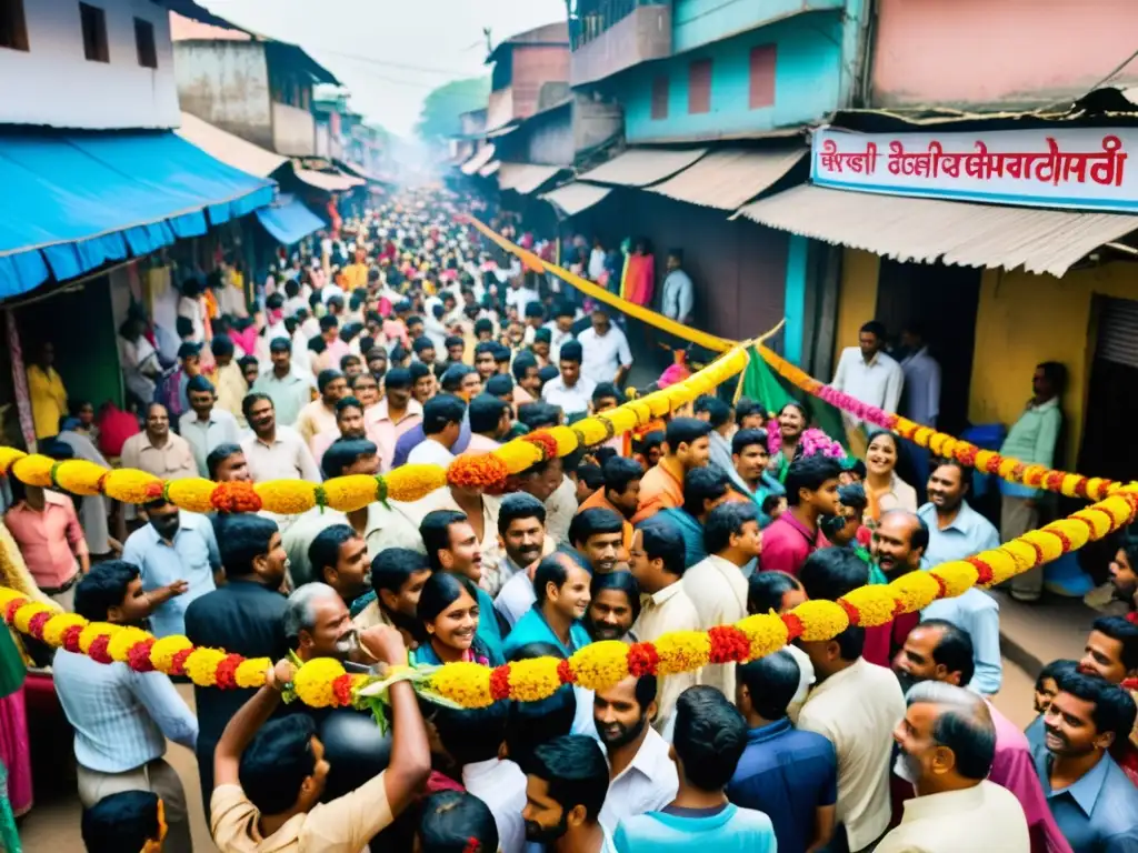 Nag Panchami: Celebración festiva llena de color en la calle Festival de las Serpientes Nag Panchami: Una calle bulliciosa en la India llena de coloridas celebraciones y ofrendas espirituales