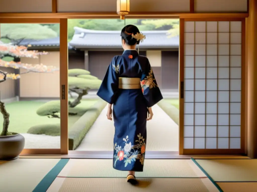 Una geisha viste un kimono japonés tradicional, impacto entre moda occidental e indumentaria japonesa