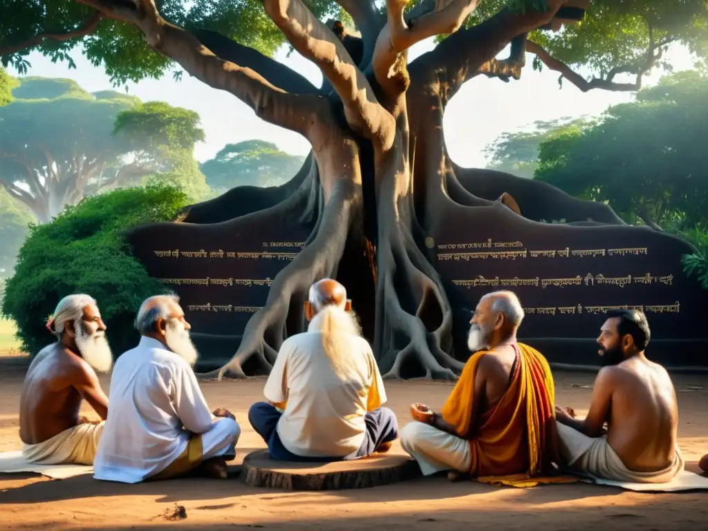 Un grupo de ancianos Rishis canalizaron Vedic Hymns misteriosos bajo un banyan sagrado