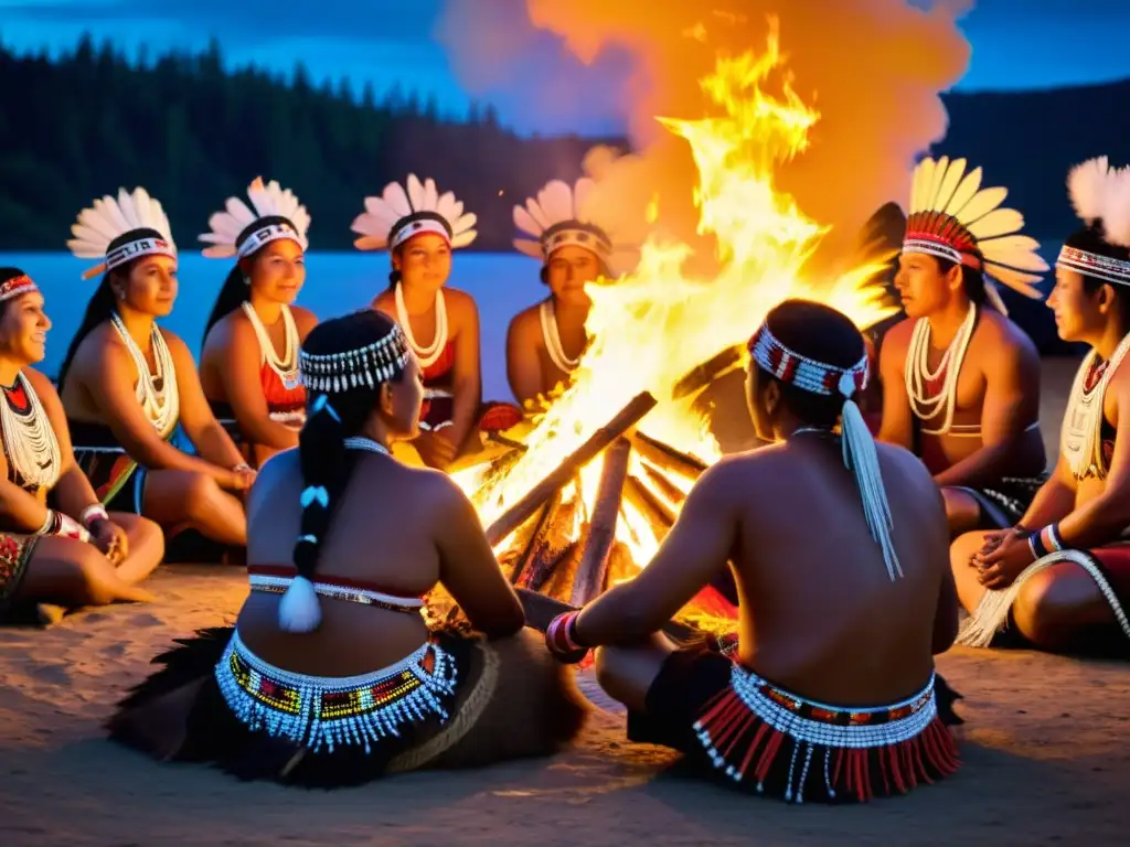 Grupo de artistas indígenas en festival, mostrando tradiciones en contraste con lo moderno